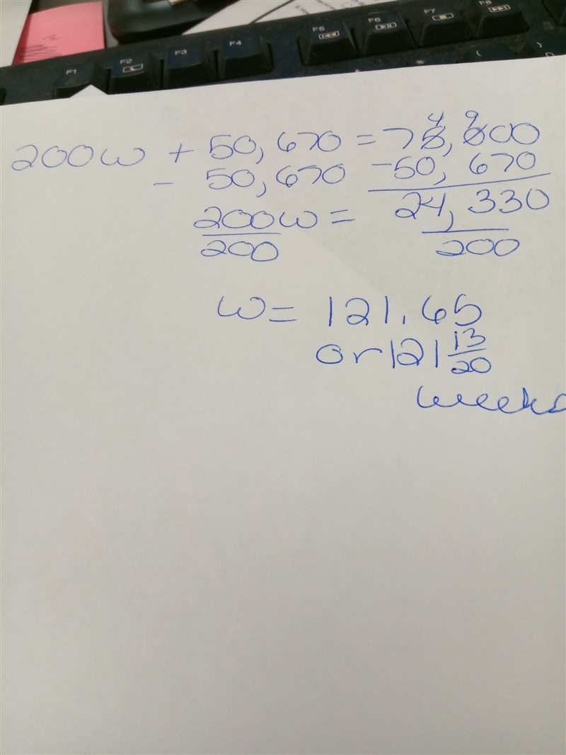 Jeff has 50,670 miles on his truck he drives 200 miles each week traveling to and-example-1