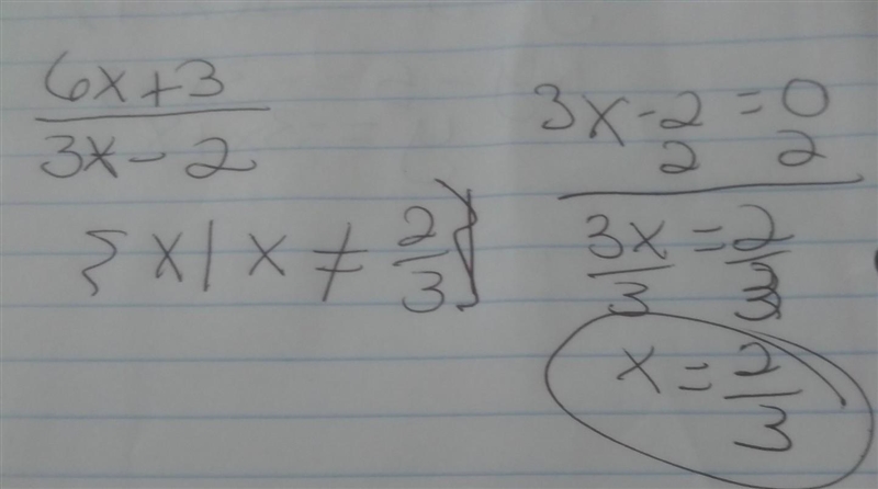 What’s the domain of (6x+3)/(3x-2)-example-1