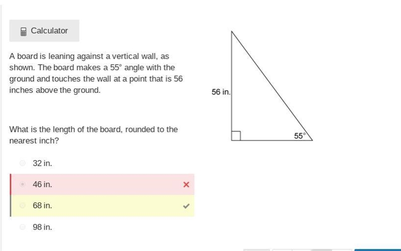 A board is leaning against a vertical wall, as shown. The board makes a 55° angle-example-1