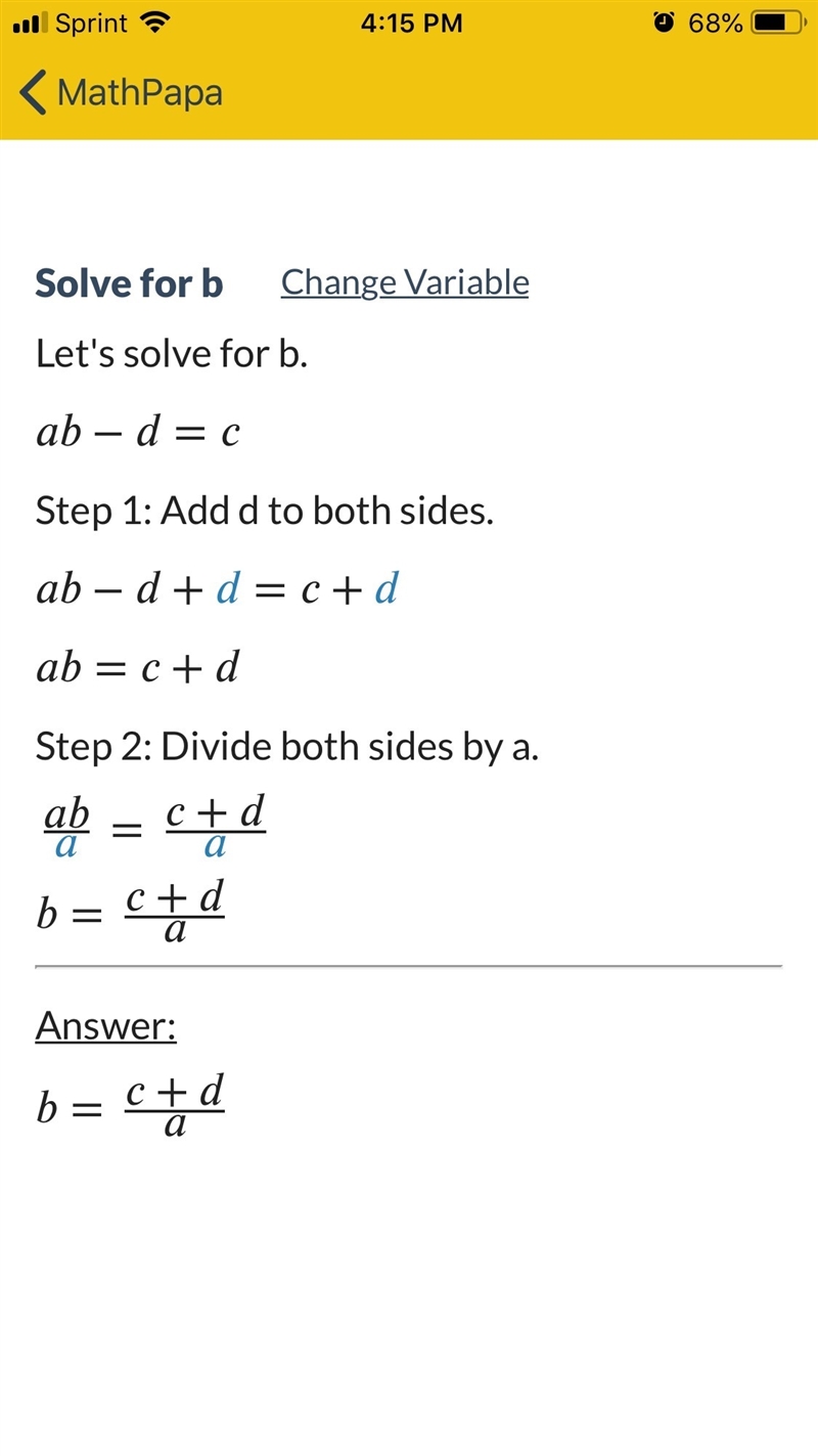 If ab-d=c solve for for b​-example-1