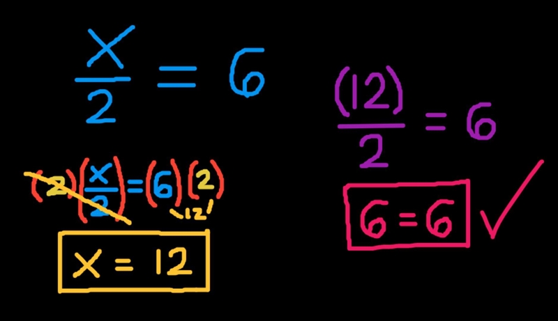 Solve the equation x over 2 =6-example-1