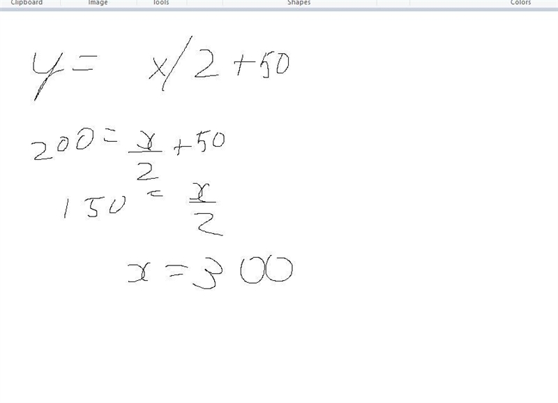 Y = x/2 + 50. Write the steps needed to find the input values.-example-1