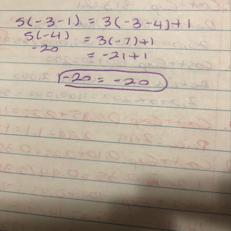 Given: 5(x-1) = 3(x-4)+1 Prove: x=-3-example-1