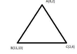 if a equals 8, 2 b equals 11, 13 and C equals 2, 6 classify the following triangle-example-2