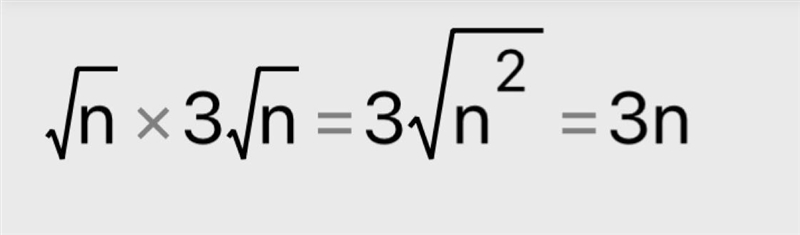 What is the square root of n multiplied by 3 square root of n-example-1