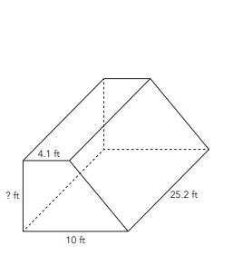 "The volume of the trapezoidal prism is 1279.152 cubic feet. Determine the height-example-1