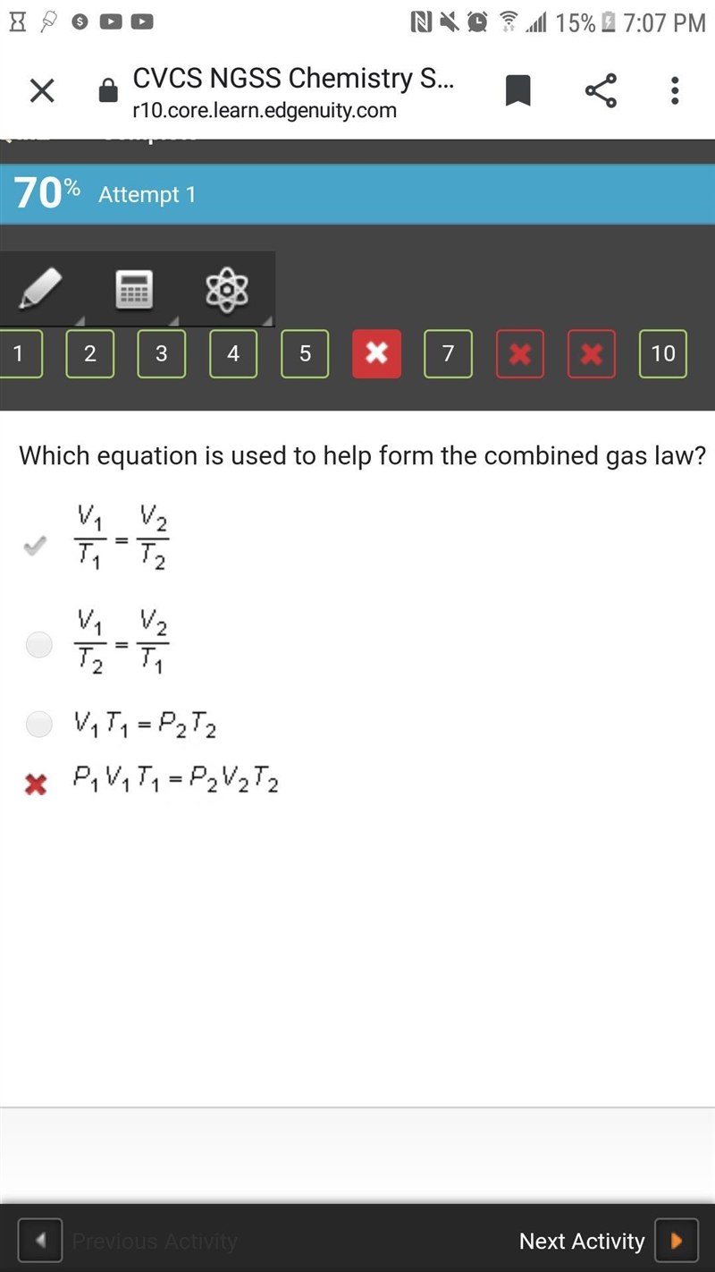 Which equation is used to help form the combined gas law? Need help ASAP !-example-1