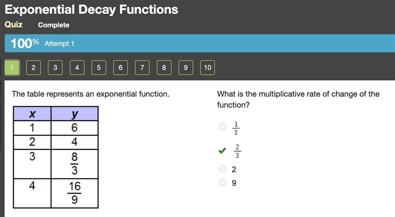 The table represents an exponential function. A 2-column table has 4 rows. The first-example-1