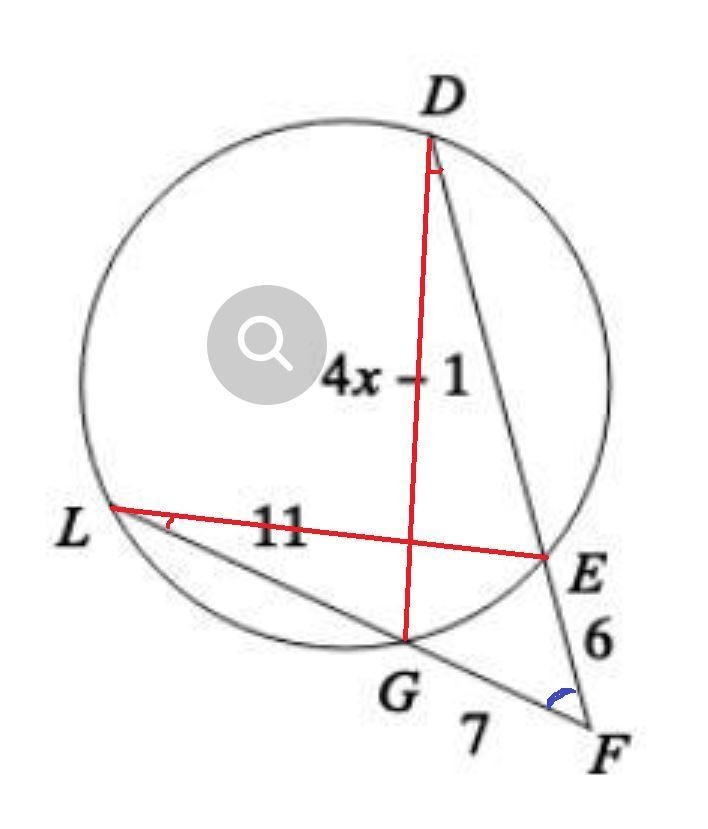 Find the measure of the line segment DE. A) 15 B) 13 C) 21 D) 18-example-1