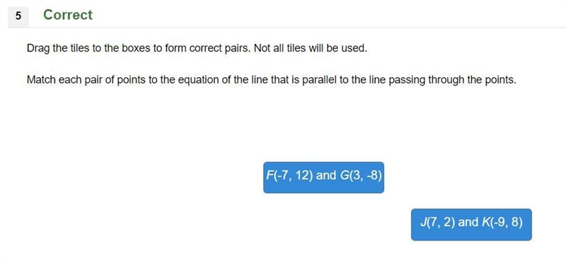 Match each pair of points to the equation of the line that is parallel to the line-example-1