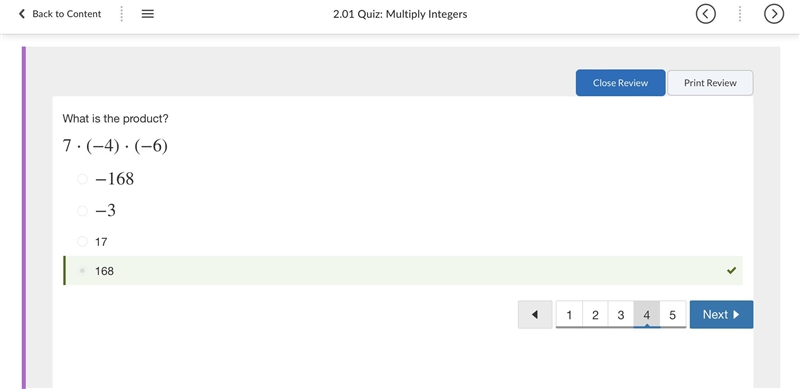 What is the product? 7⋅(−4)⋅(−6) −168 −3 17 168-example-1