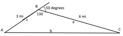 URGENT!!! Amy, on a jog, runs in a straight line for 3 miles. She then changes direction-example-1