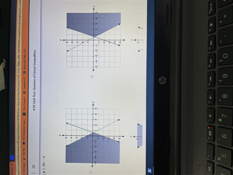 Which graph represents the solution to the system of inequalities? y < -2x + 1 y-example-1