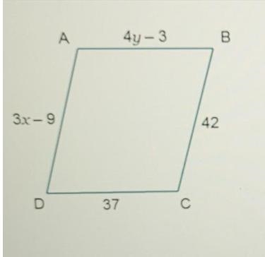 Use parallelogram ABCD What are the values of X and y?​-example-1