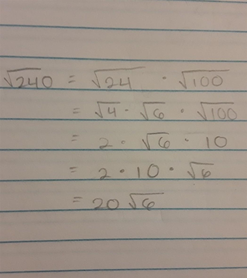 Simply the square root of 240-example-1