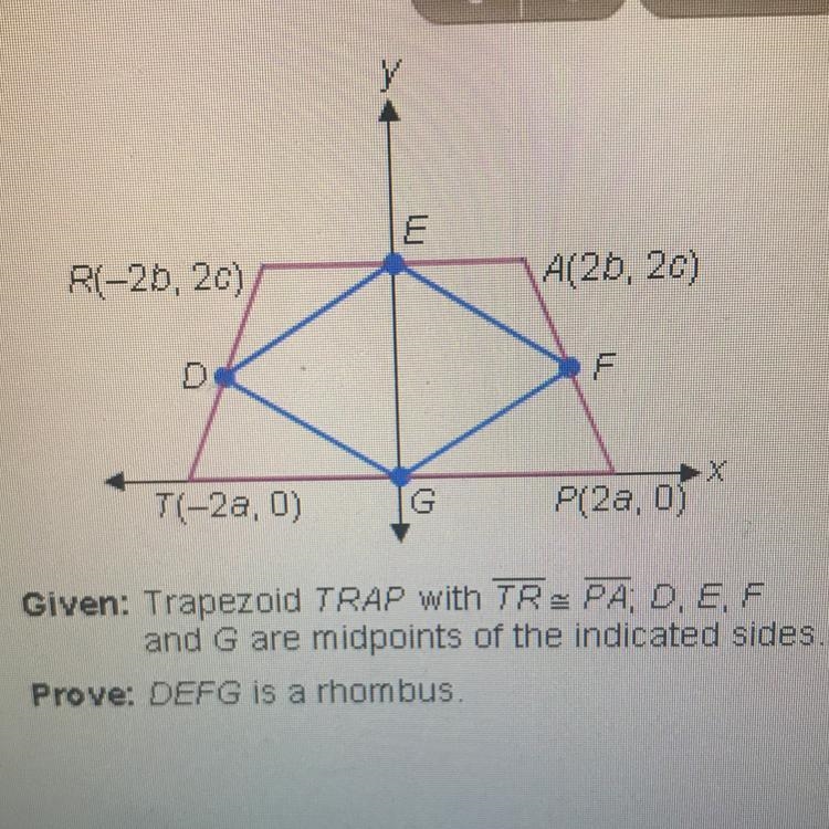 Find the coordinates of midpoint D. (a + bc) (-a-b,c) (2a-2b, -c) (-2a-2b, c)-example-1