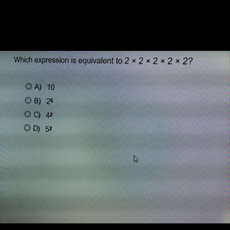 What expression is equivalent to 2x2x2x2x2-example-1