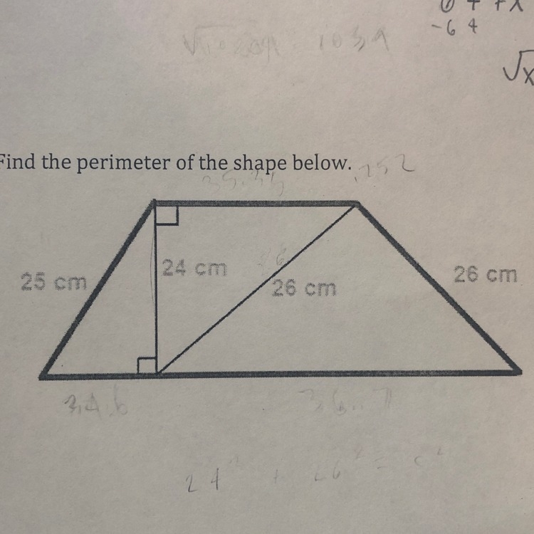 Find the perimeter of the shape below (it’s not drawn to scale)-example-1