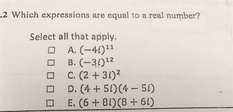 Which expressions are equal to a real number?-example-1