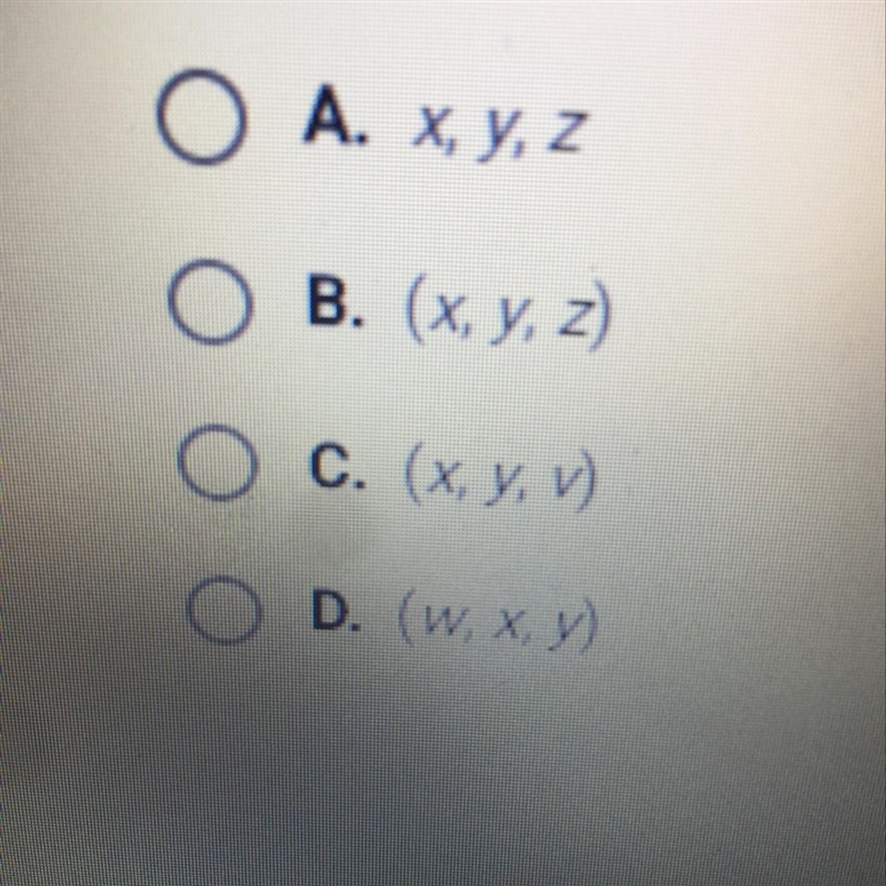 Typically a point in a three dimensional Cartesian coordinate system is represented-example-1