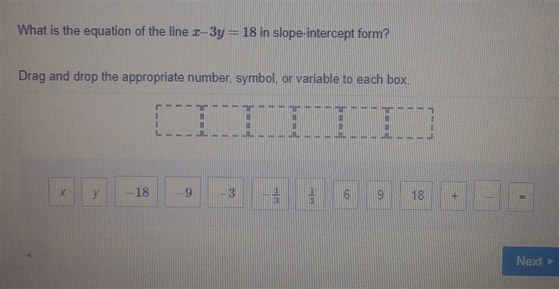 What is the equation of the line x+3y=18​-example-1