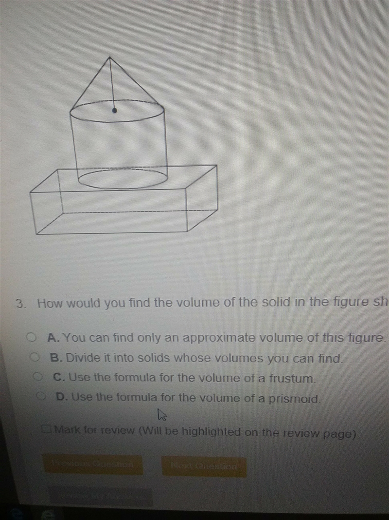 How would you find volume of the solid in the figure down above-example-1