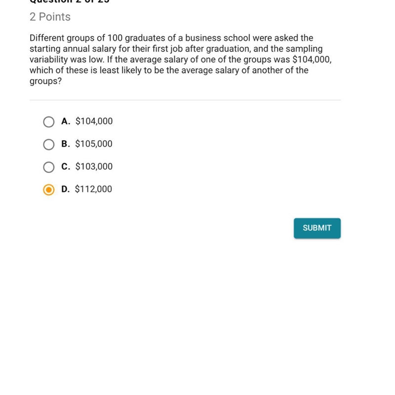 Which of these is least likely to be the average salary of another of the groups?-example-1