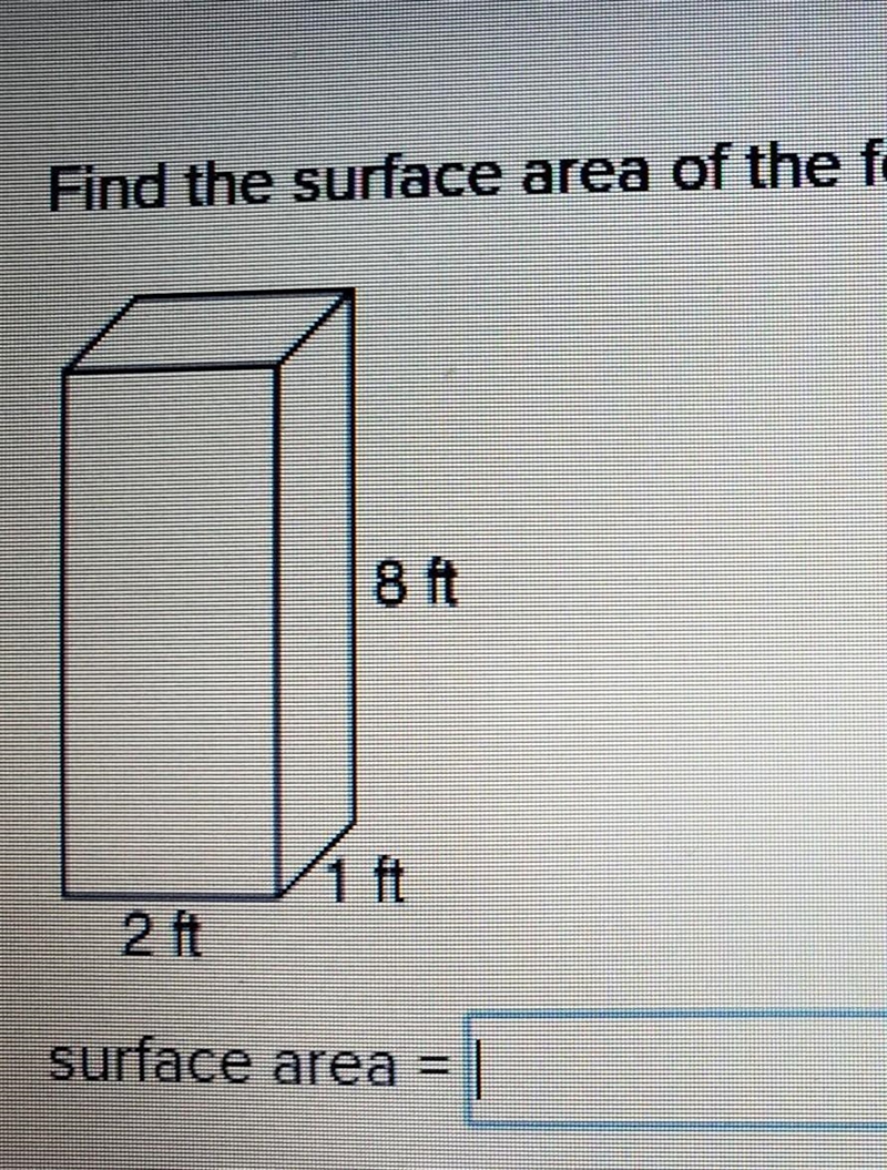 The question is find the surface area if this rectangular prism ​-example-1