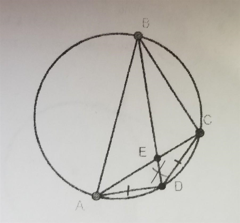 Given: Quadrilateral ABCD is inscribed in the circle. Diagonals AC and BD meet at-example-1