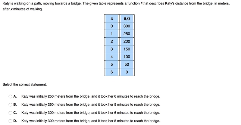 Katy is walking toward a bridge. See full question below-example-1