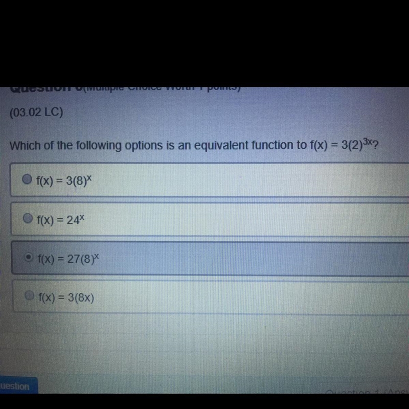 Please help!!!!!!! Which of the following options is an equivalent function to f(x-example-1