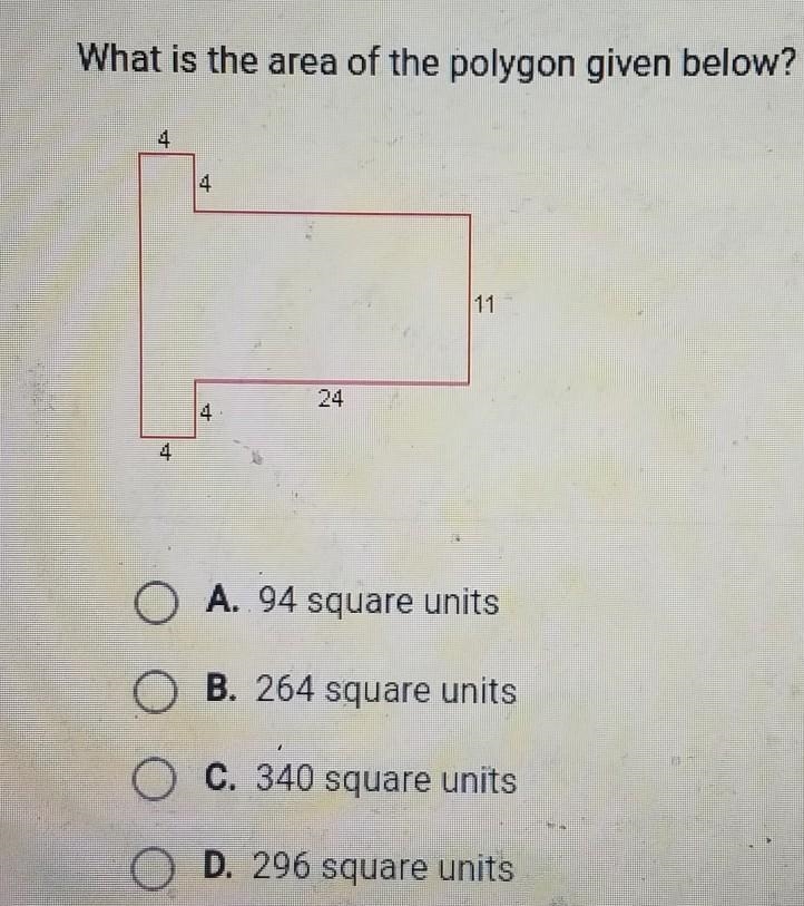 What is the area of the polygon given below?​-example-1