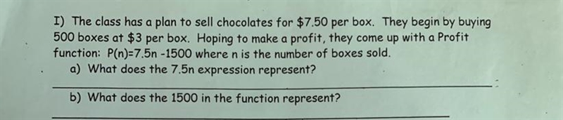 A) what does the 7.5n expression represent? b) what does the 1500 in the function-example-1