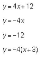 The graphed line shown below is y=-4x-12. Which equation, when graphed with the given-example-2