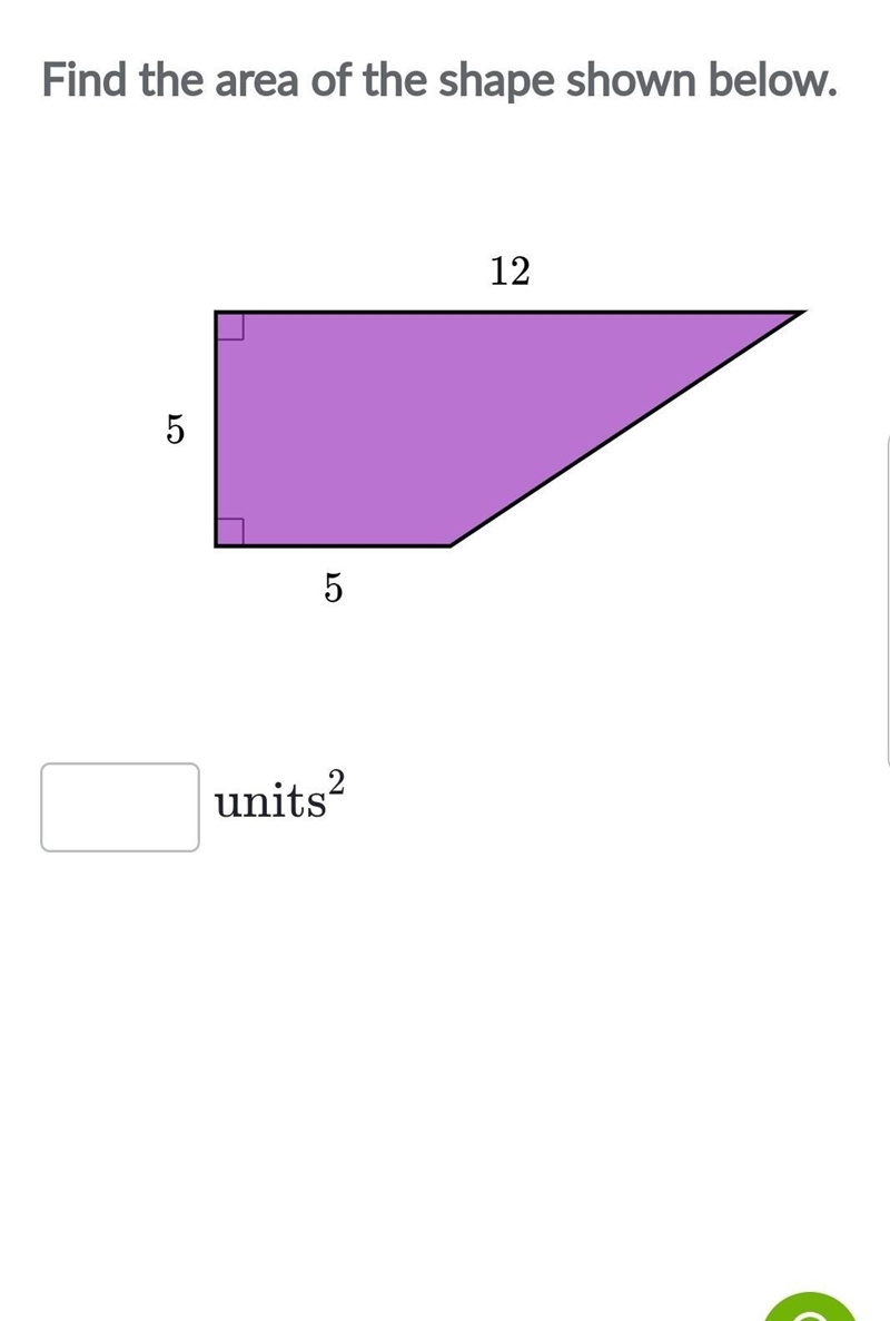 Find the area of the shape shown below​-example-1