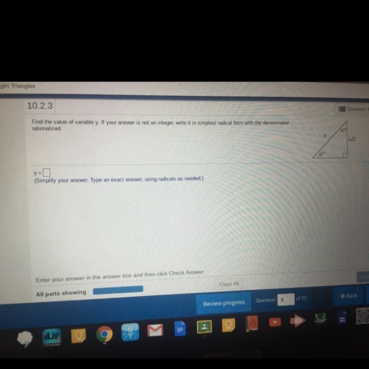 Please show me how you find y and determine what y is Thank you I appreciate it :)-example-1