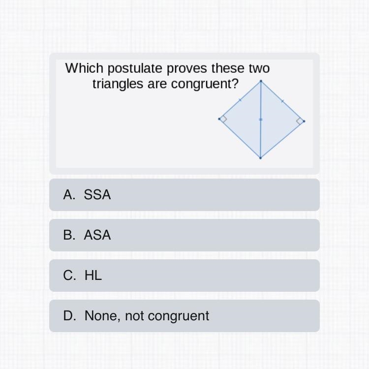 Which postulate proves these two triangles are congruent?-example-1