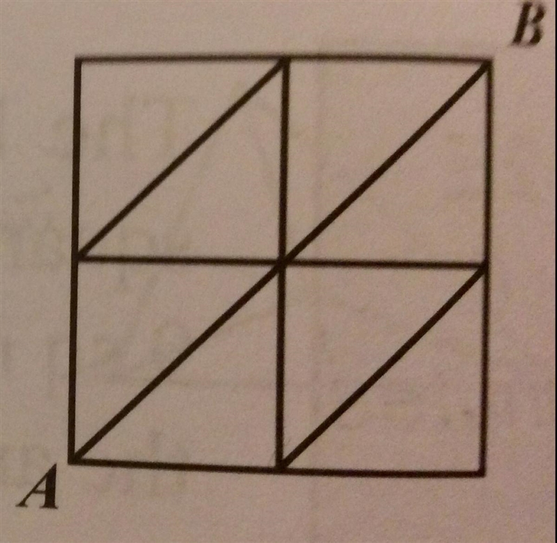 A path is traced from point A to point B by using the segments shown in the diagram-example-1