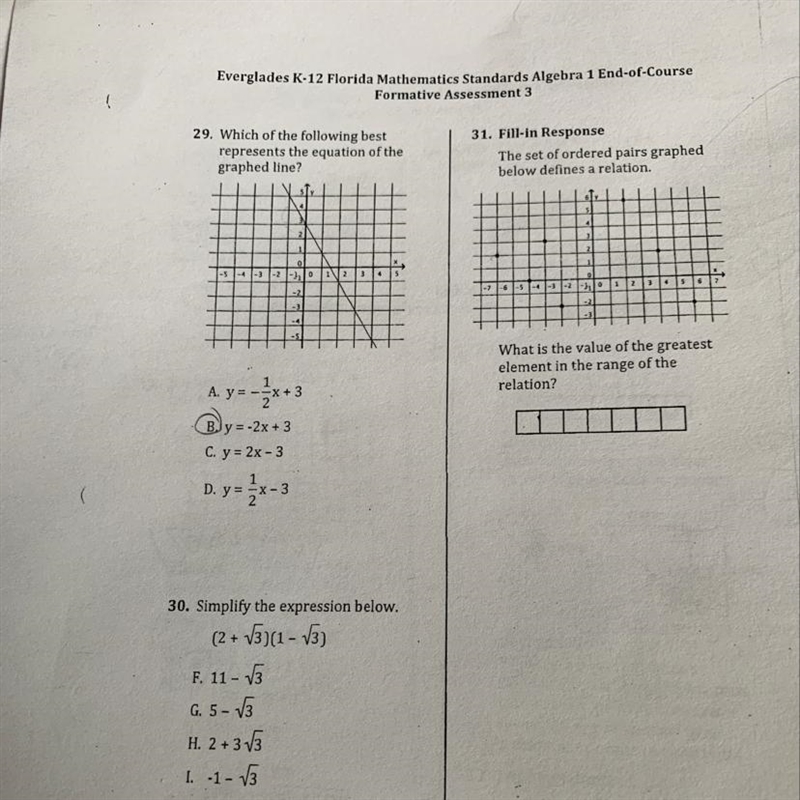 I need help on questions 30 and 31. Please help!-example-1