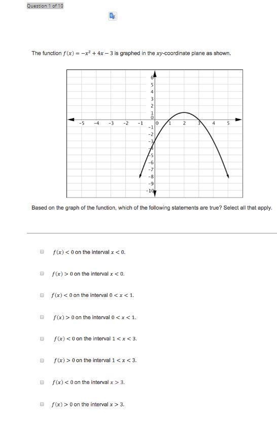 Based on the graph of the function which of the following statements are true?-example-1