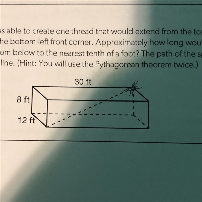 Suppose a spider was able to create one thread that would extend from the top-right-example-1