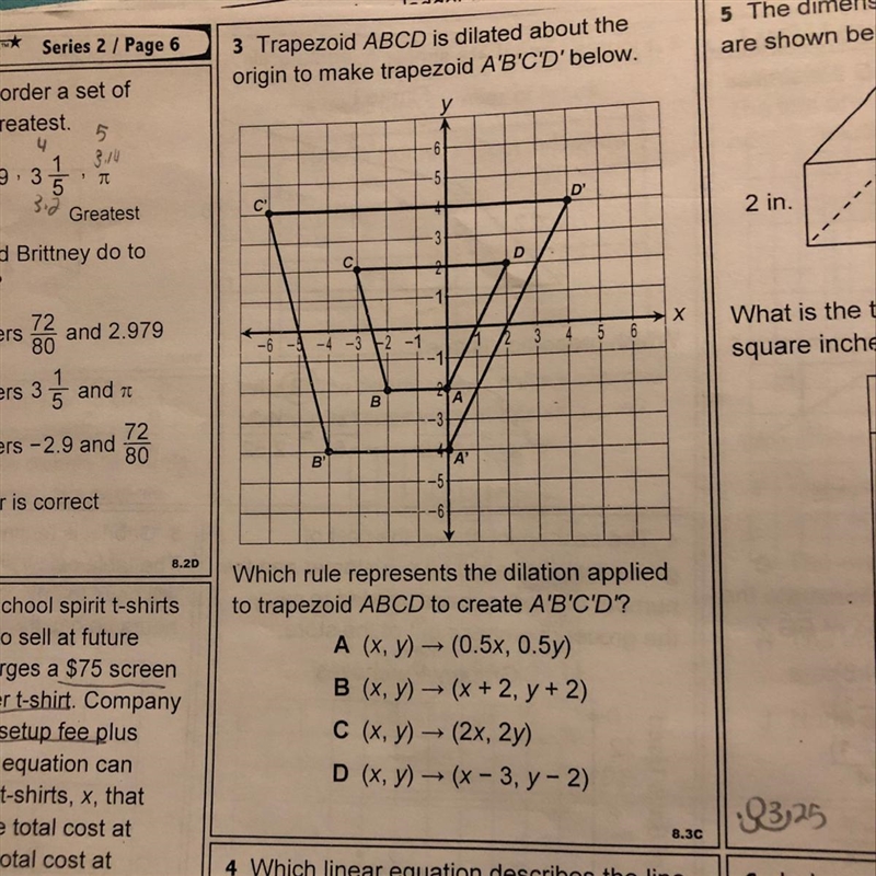 Which linear equation describes the line passing through point (10,3) and has a y-example-1