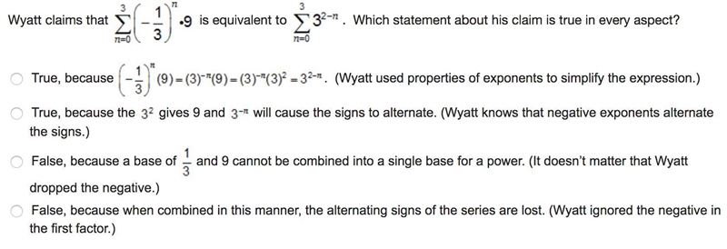 Wyatt claims that _ is equivalent to _ Which statement about his claim is true in-example-1