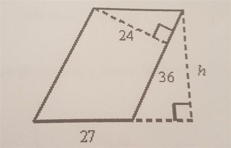 . Find the value of h in the parallelogram. ​-example-1