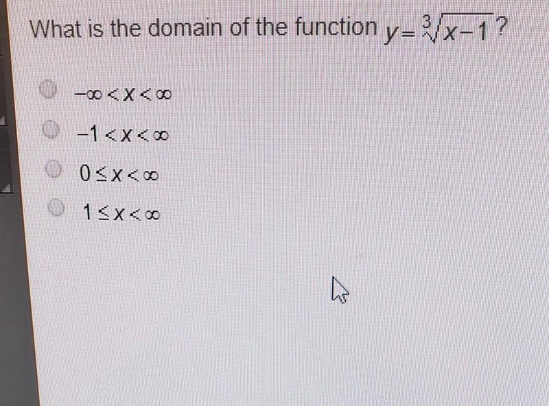 What is the domain of the function? y = \sqrt[3]{x - 1} ​-example-1