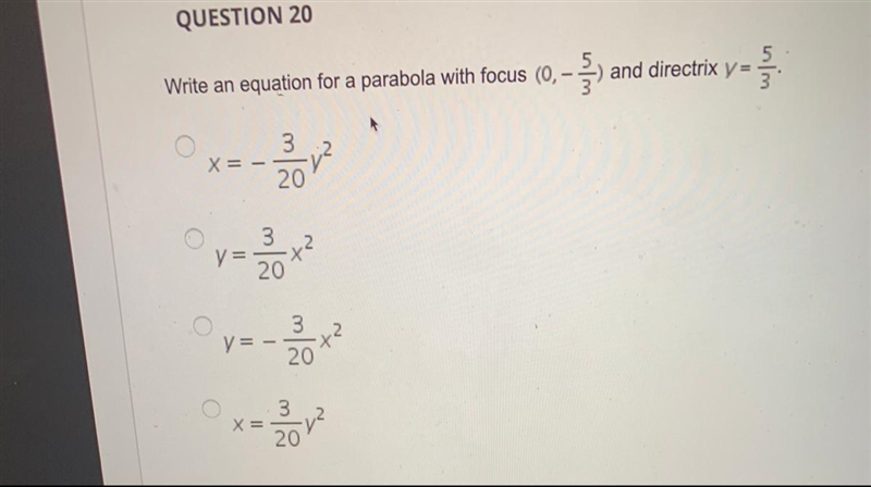 LOOK AT PICTURE PLEASE ANSWER ASAP parabola directrix focus and vertex-example-1