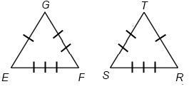 In which pair of triangles is Triangle EFG=Triangle RTS?-example-2