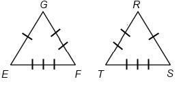 In which pair of triangles is Triangle EFG=Triangle RTS?-example-3