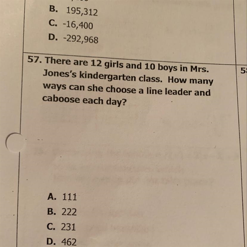 There are 12 girls and 10 boys in Mrs. Jones kindergarten class. How many ways can-example-1