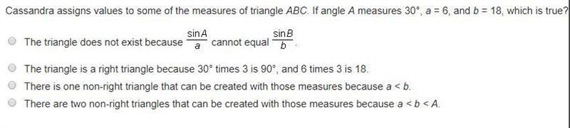 Cassandra assigns values to some of the measures of triangle ABC. If angle A measures-example-1